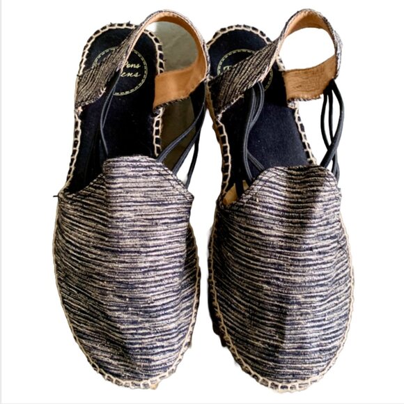 Toni Pons Shoes - TONI PONS Women's Noa Black Shine Espadrilles Low Wedge Sz 5.5